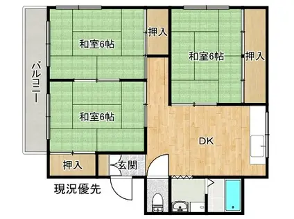 安達ビル(3DK/3階)の間取り写真