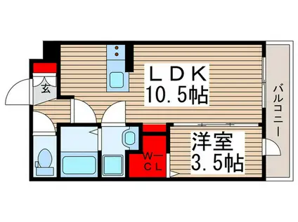 CRESCENT COURT(1LDK/3階)の間取り写真