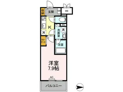 都営三田線 西台駅 徒歩9分 7階建 築4年(1K/4階)の間取り写真