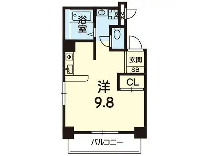 ソアー九品寺(ワンルーム/4階)の間取り写真