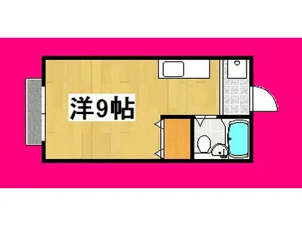 鹿児島県鹿児島市 2階建 築31年(ワンルーム/2階)の間取り写真