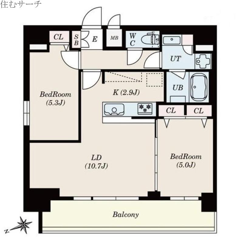 S‐RESIDENCE四日市安島ALOGGIO(2LDK/13階)の間取り写真