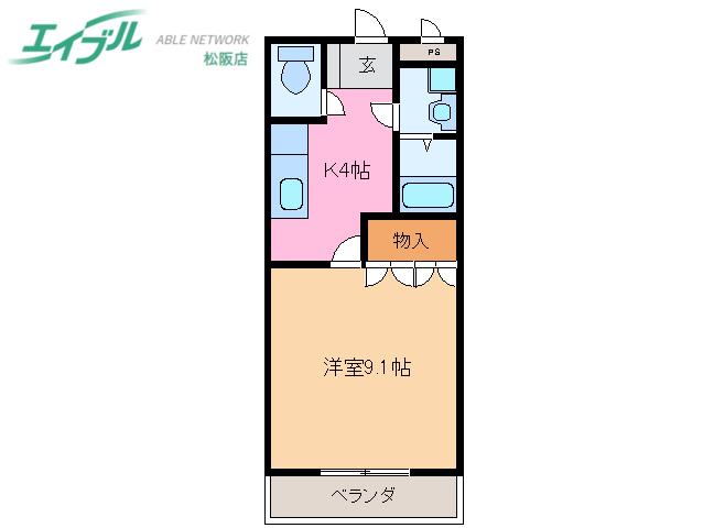 クローバー・グリーンI(1K/1階)の間取り写真