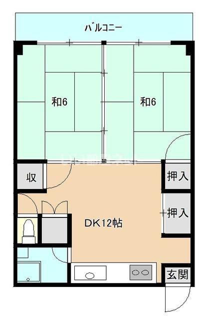 ドルフィン屋島(2LDK/5階)の間取り写真