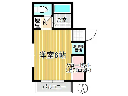 ヒルズ湘南(ワンルーム/2階)の間取り写真