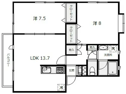 ココナベリー A(2LDK/2階)の間取り写真