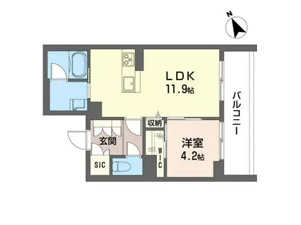 ジ ワン 今泉(1LDK/1階)の間取り写真