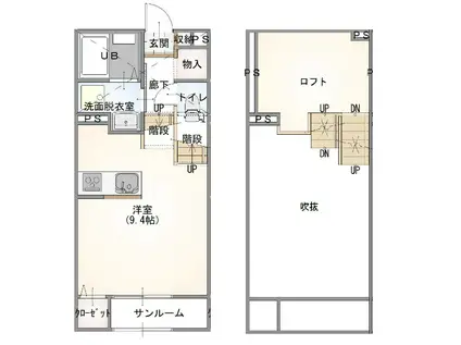 エバリュード・カーサ(1K/1階)の間取り写真
