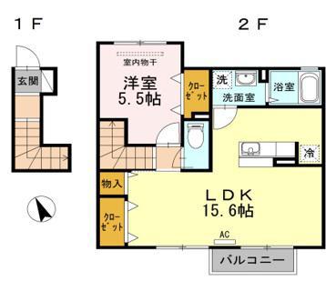 クレスタ(1LDK/2階)の間取り写真