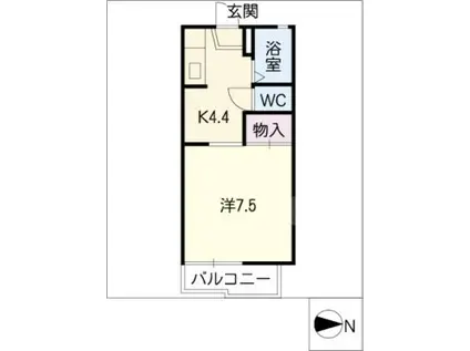 石神ハイツB(1K/2階)の間取り写真
