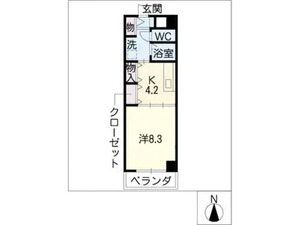 シャルムシャトー(1K/4階)の間取り写真