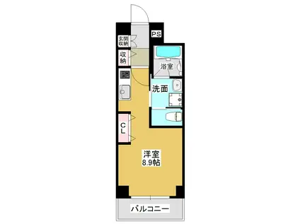 メルヴェーユ東八番丁(ワンルーム/2階)の間取り写真