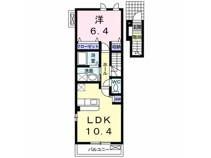 キャパシティ III(1LDK/2階)の間取り写真
