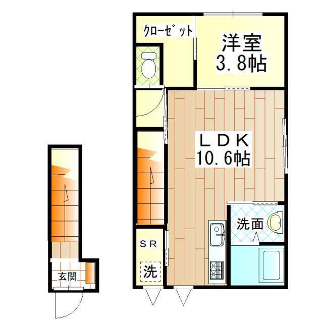 シャノワール(1LDK/2階)の間取り写真