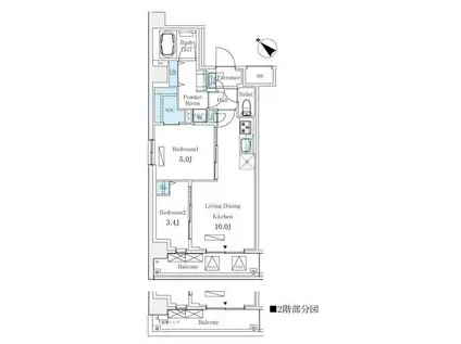 ルミシティ月島(2LDK/2階)の間取り写真