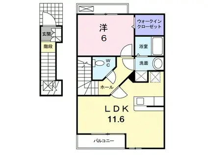 ルピナス(1LDK/2階)の間取り写真