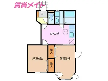 サンビレッジ河原田II(2DK/1階)の間取り写真