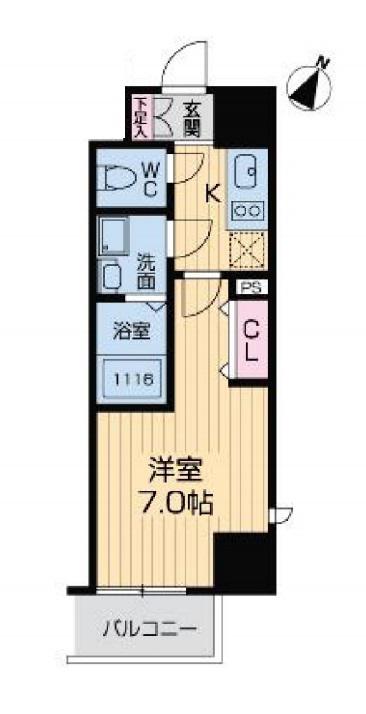グランルージュ中之島南(1K/5階)の間取り写真
