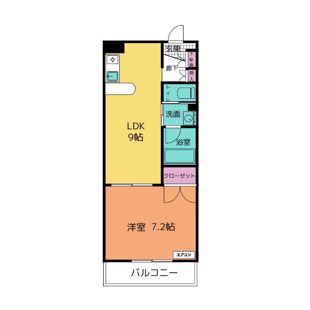 WAKABA ガーデンHILLS(1LDK/2階)の間取り写真