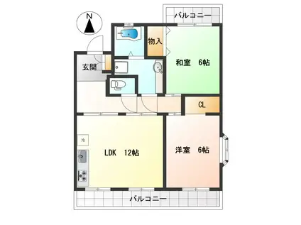 エクセルオオタケ(2LDK/1階)の間取り写真