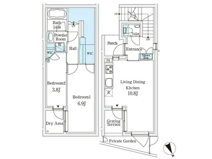 AGRATIO TERRACE 恵比寿(2LDK/B1階)の間取り写真