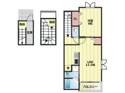 フレシール黒崎(1LDK/3階)の間取り写真