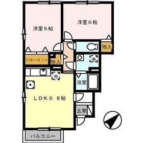 ブロード リッジ A(2DK/1階)の間取り写真