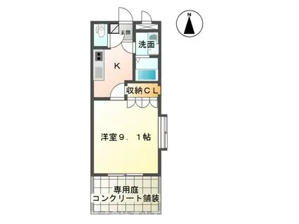 サンライズノア(1K/1階)の間取り写真