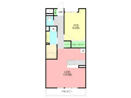 エスパシオ踊場(1LDK/3階)の間取り写真