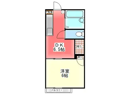 グレース・フォート201(1DK/2階)の間取り写真