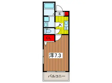 MELDIA西大宮(1K/1階)の間取り写真
