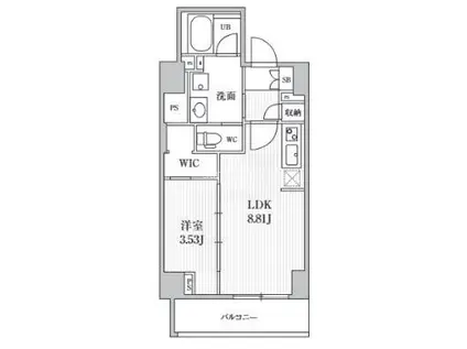 シーズンフラッツ靱本町(1LDK/7階)の間取り写真