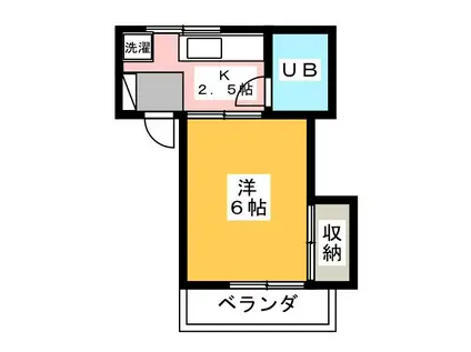 ハイムプレジオI(1K/2階)の間取り写真