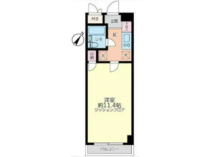 藤和西横浜ハイタウン(1K/3階)の間取り写真