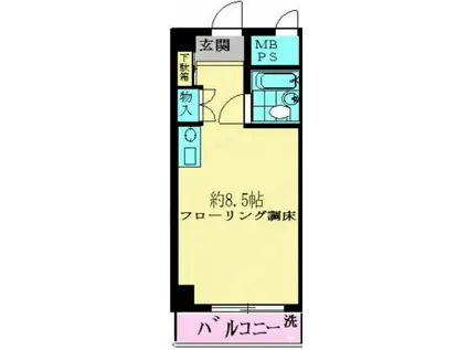 ロジマン武蔵小山(ワンルーム/4階)の間取り写真