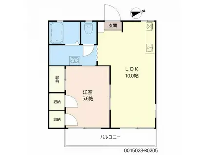 マルセイユ国分町B棟(1LDK/2階)の間取り写真