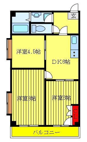 王子サウスウィング(3DK/4階)の間取り写真