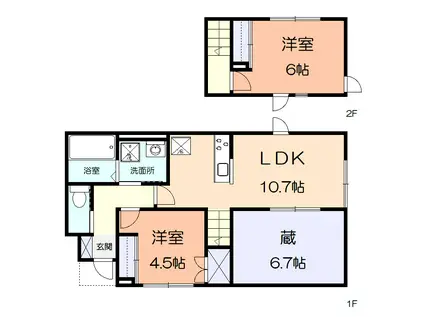 ヴィラ大雅B(2LDK/1階)の間取り写真