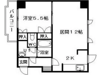 プラザ中島公園(1LDK/2階)の間取り写真