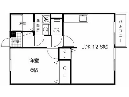 コーポモトカワII(1LDK/2階)の間取り写真