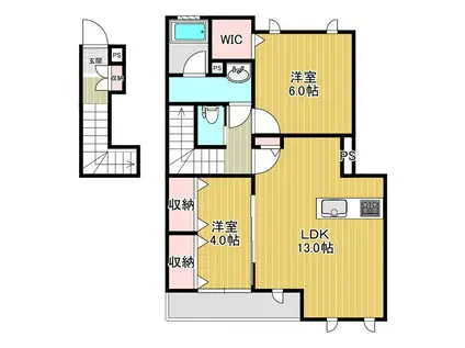 グリーンパール日吉(2LDK/2階)の間取り写真