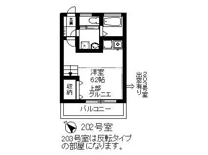 KKコーポ(1SK/2階)の間取り写真