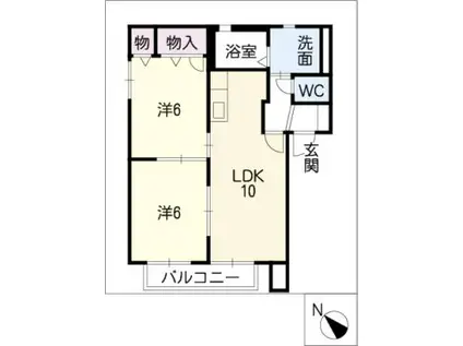 セントポーリア D棟(2LDK/1階)の間取り写真