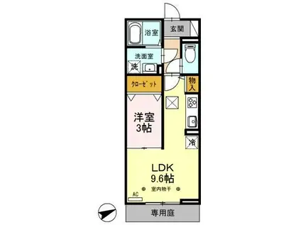 プレミスト VII(1LDK/1階)の間取り写真