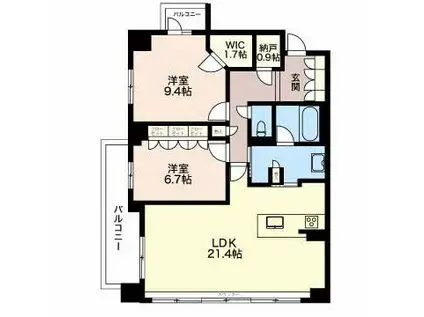 エスティメゾン白壁南(2LDK/7階)の間取り写真