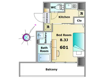カレッジコート西千葉(ワンルーム/6階)の間取り写真
