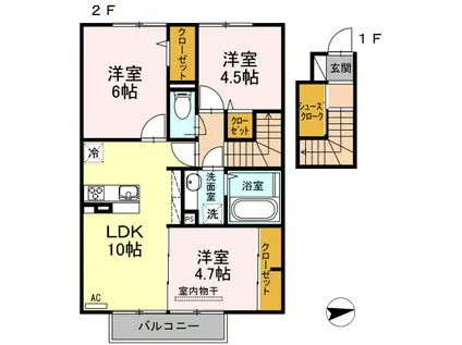 パエーゼ/ヴィラージュ(3LDK/2階)の間取り写真