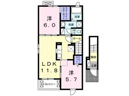 メイプルランドII(2LDK/2階)の間取り写真