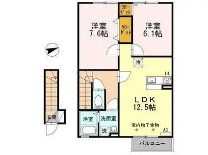ソレアードコート(2LDK/2階)の間取り写真