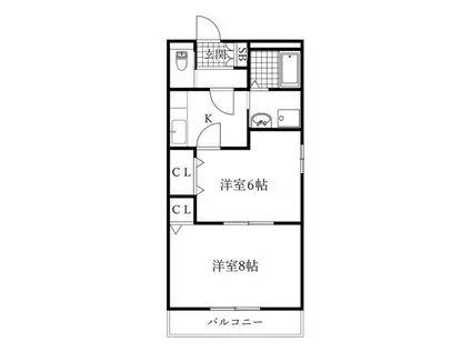 リハイムキャナル(2K/1階)の間取り写真